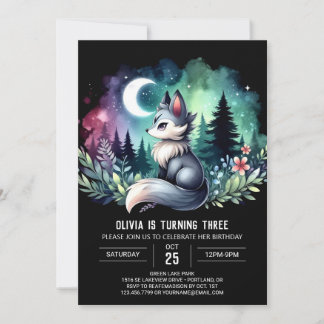 Adorable Simple Wolf Geburtstag Einladung