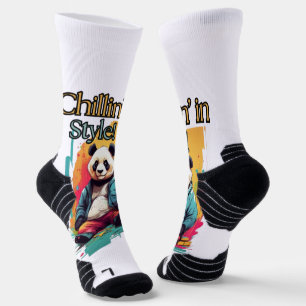 Adorable Sitting Panda Künstlerische Ausdrucksfo Socken