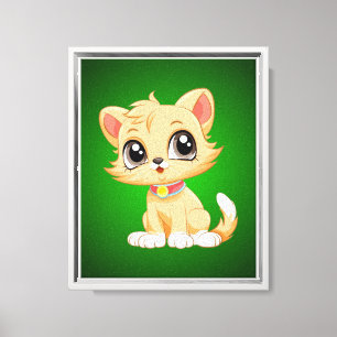 Adorable Sitze Cat Cartoon Leinwanddruck