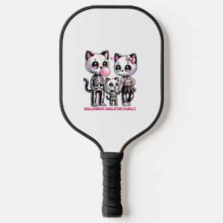 Adorable Skelettkatzenfamilie mit Kaugummi H Pickleball Schläger