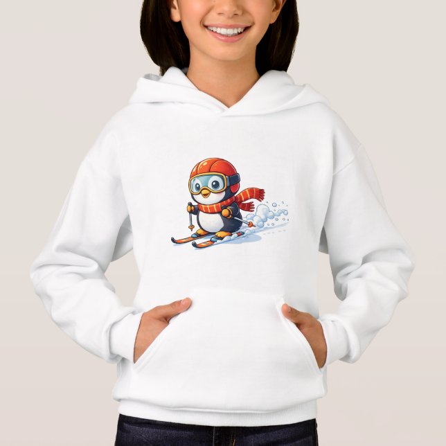 Adorable Skiing Penguin Hoodie (Vorderseite)