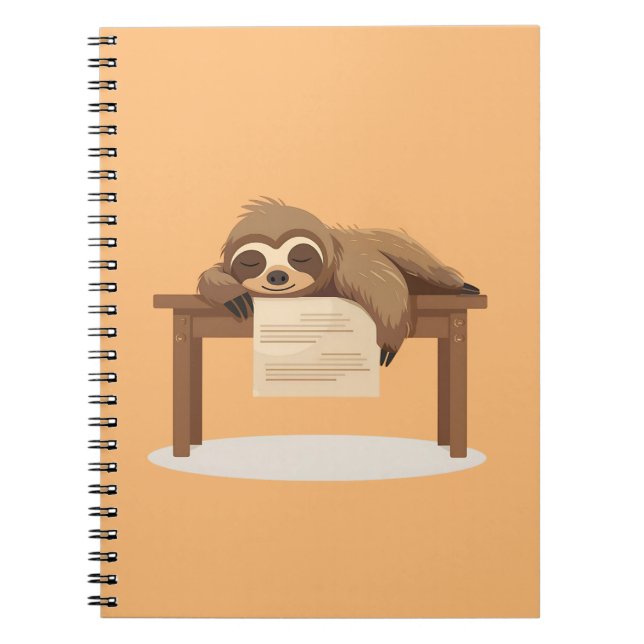 Adorable Sleepy Study Sloth Notizblock (Vorderseite)