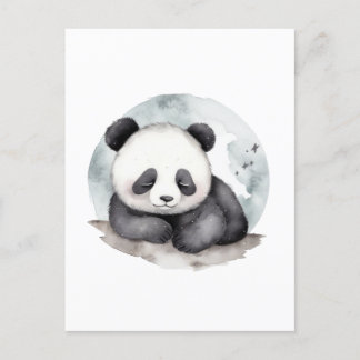 Adorable Sleepy Watercolor Baby Panda Bear Postkarte