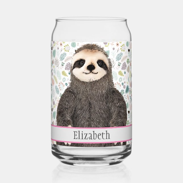 Adorable Sloth Animal Name Hübsch Pattern Name Dosenglas (Rückseite)