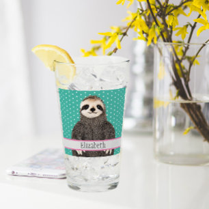 Adorable Sloth Aquamarin Name Kinder Tier Glas