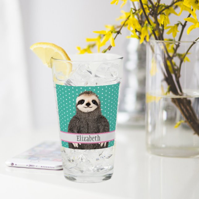 Adorable Sloth Aquamarin Name Kinder Tier Glas (Von Creator hochgeladen)