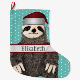Adorable Sloth Aquamarin Name Kinder Tier Großer Weihnachtsstrumpf