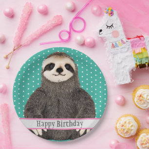 Adorable Sloth Aquamarines Kind's Happy Birthday A Pappteller