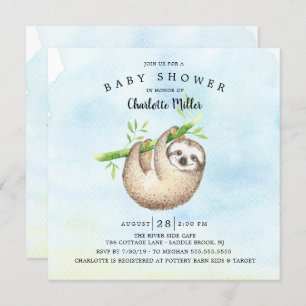 Adorable Sloth Baby Dusche Einladung