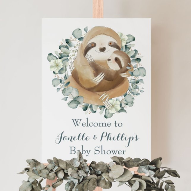 Adorable Sloth Baby Dusche Eukalyptus Grüne Poster (Von Creator hochgeladen)