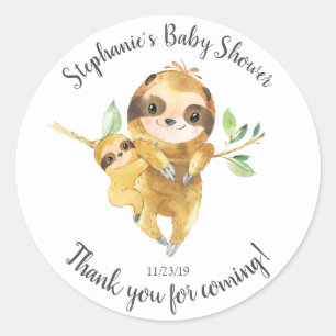 Adorable Sloth Baby Dusche Gefallen Sticker