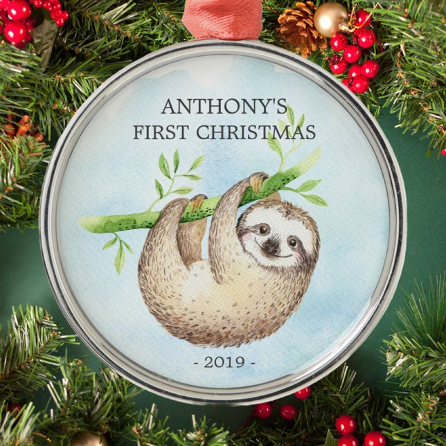 Adorable Sloth Baby's First Christmas Ornament (Von Creator hochgeladen)