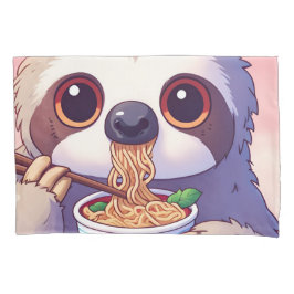 Adorable Sloth Eating Ramen Kissenbezug