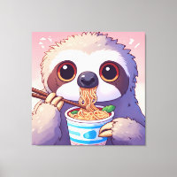 Adorable Sloth Eating Ramen