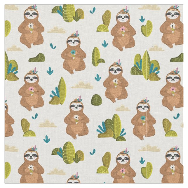 Adorable Sloth Fabric Stoff (Nahaufnahme)