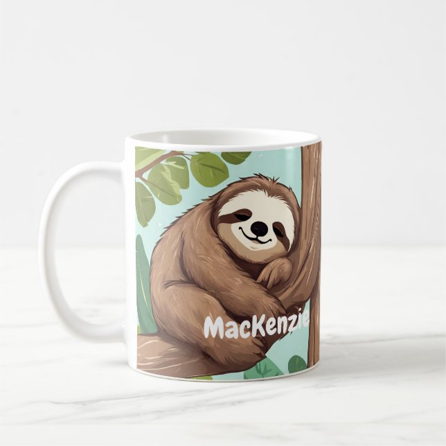 Adorable Sloth Lazy Custom Coffee Tasse Geschenk I (Links)