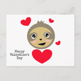 Adorable Sloth with Hearts - Happy Valentine's Day Postkarte