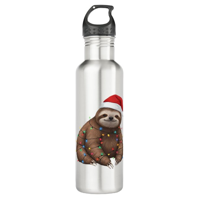 Adorable Sloth Wrapped in Holiday Lights Classic T Edelstahlflasche (Vorderseite)
