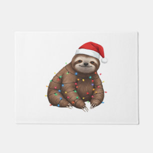 Adorable Sloth Wrapped in Holiday Lights Classic T Fußmatte
