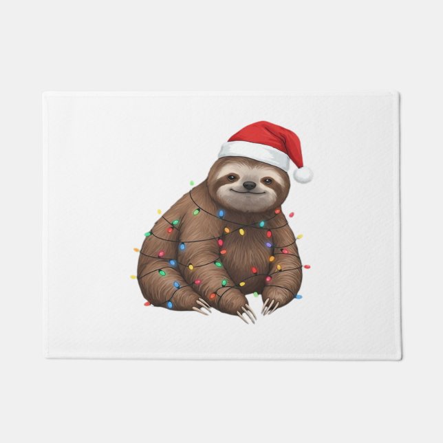 Adorable Sloth Wrapped in Holiday Lights Classic T Fußmatte (Vorderseite)