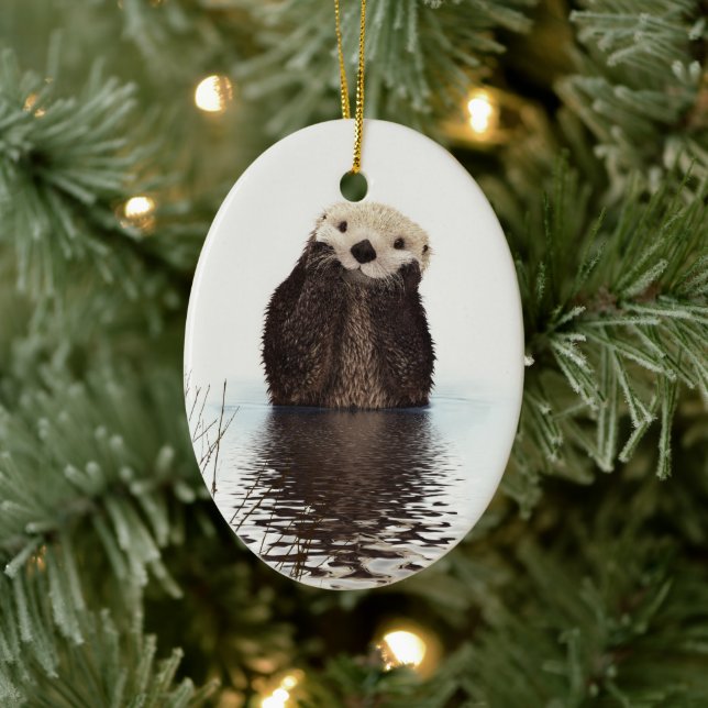 Adorable Smilch Otter im Lake Keramik Ornament (Baum)