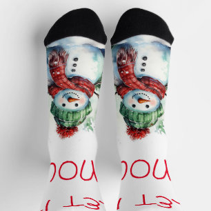 Adorable Snowman Crew Socks Socken