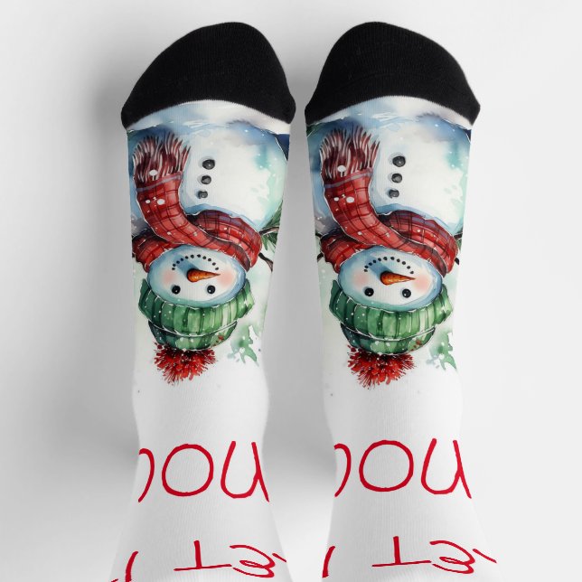 Adorable Snowman Crew Socks Socken (Oben)