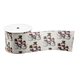 Adorable Snowman Familie in Matching Hats & Scarve Satinband