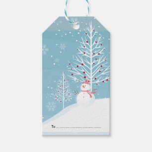 Adorable Snowman mit Cap Geschenkanhänger