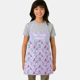Adorable Snowman Pattern Girls Name Lilac Schürze