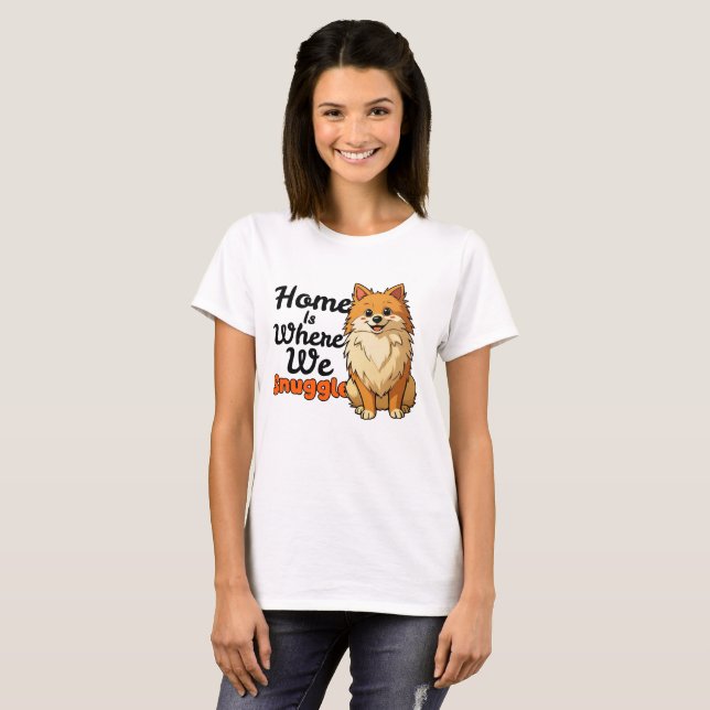Adorable "Snuggle" Pomeranian Puppy – Cute Kawaii  T-Shirt (Vorne ganz)