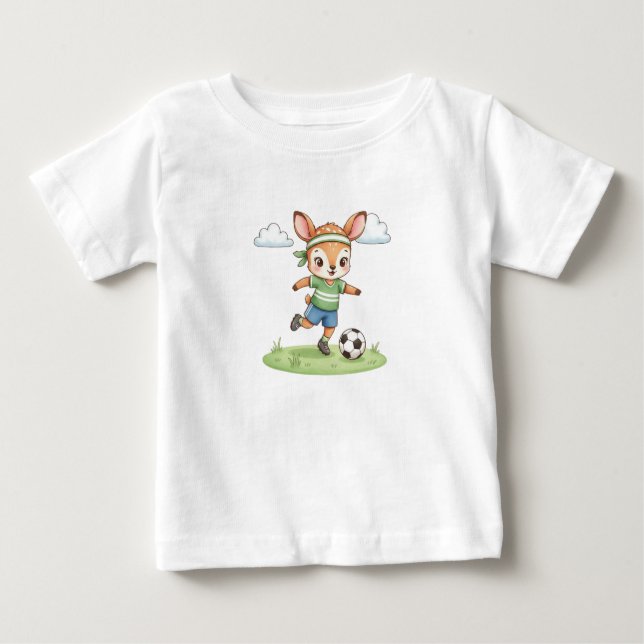 Adorable Soccer Fawn Kids Graphic Tee (Vorderseite)