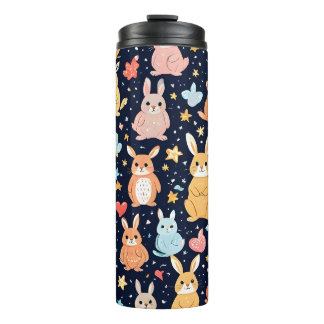 Adorable Soft Pastel Baby Animal Pattern Thermal Thermosbecher