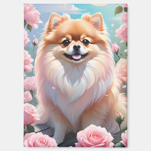 Adorable Spitz blühende Rosen Magnet