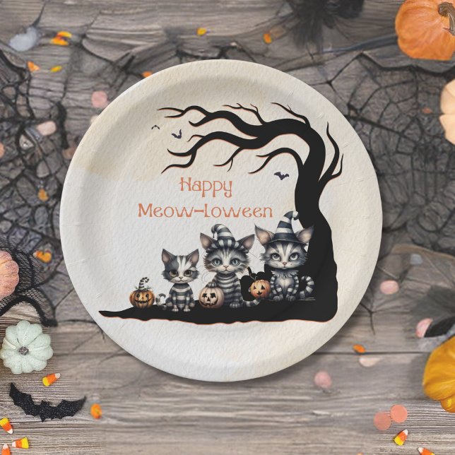 Adorable Spooky Ghost Kittens Halloween-Party Pappteller (Von Creator hochgeladen)