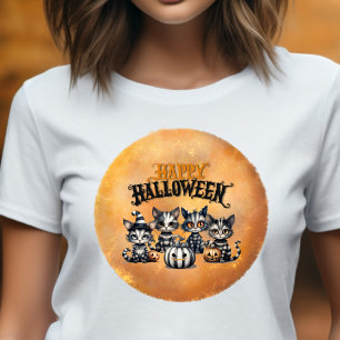 Adorable Spooky Strip Halloween Kätzchen T-Shirt