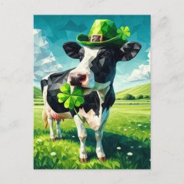 Adorable St. Patrick's Day Cow Postkarte