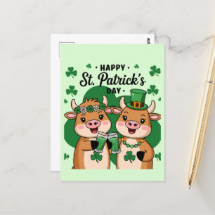 Adorable St Patricks Day Cows Postkarte
