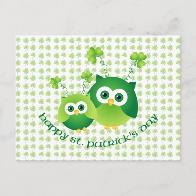 Adorable St. Patrick's Day Owl T-Shirts, Geschenke Postkarte (Vorderseite)