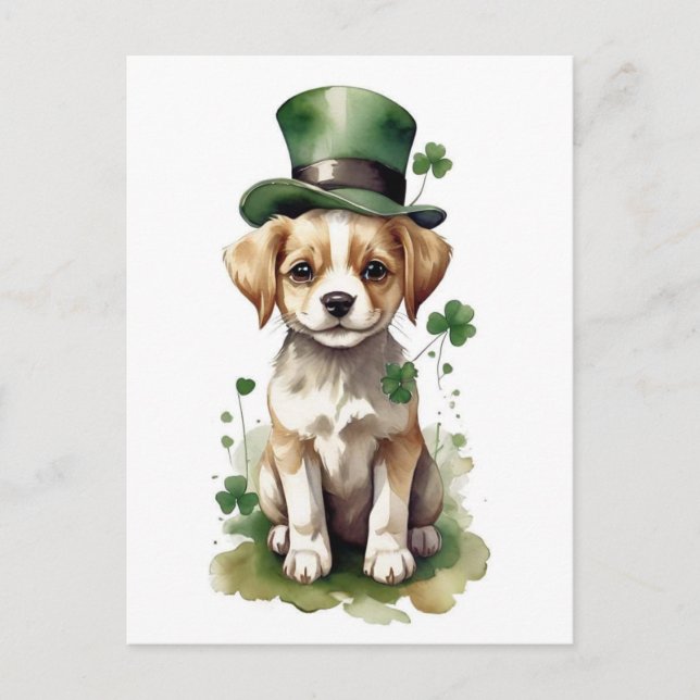 Adorable St. Patrick's Day Puppy Postkarte (Vorderseite)