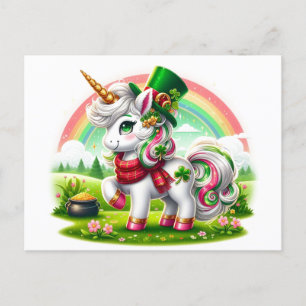 Adorable St. Patricks Day Unicorn Postkarte