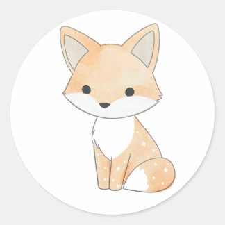 Adorable Star Fox Aquarell Druckaufkleber Runder Aufkleber