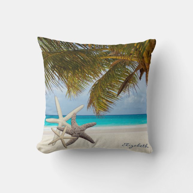Adorable Starfish, Strand, Palm-Personalisiert Kissen (Vorderseite)