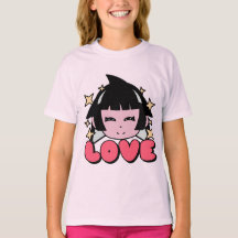 Adorable Starry-Mit Augen Girl in Pink - LIEBE T-S