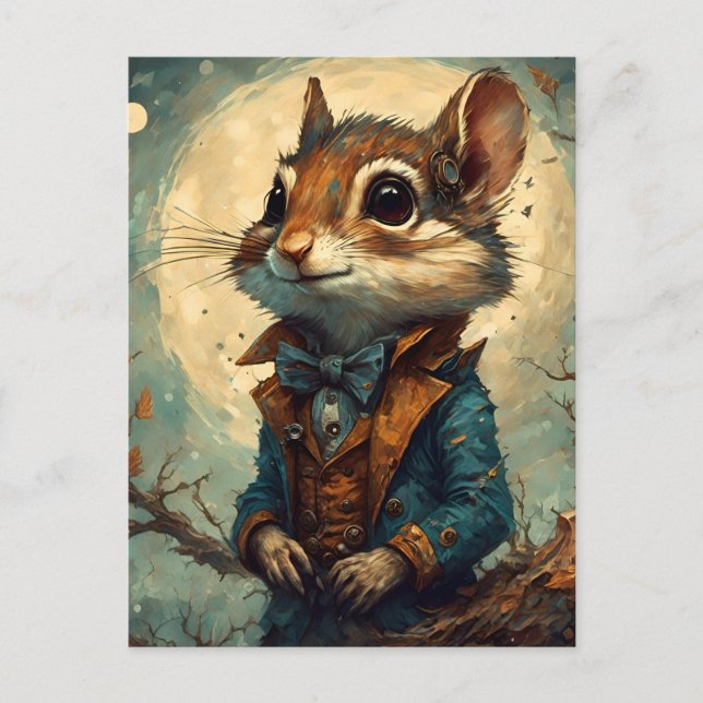 Adorable Steampunk Chipmunk Postkarte (Vorderseite)