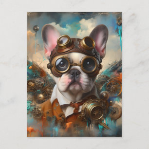 Adorable Steampunk French Bulldog Postkarte