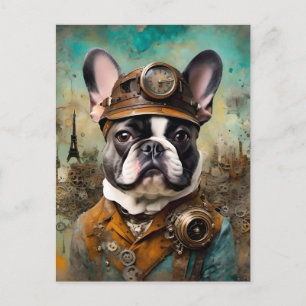 Adorable Steampunk French Bulldog Postkarte