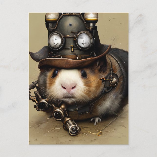 Adorable Steampunk Hampster Postkarte (Vorderseite)