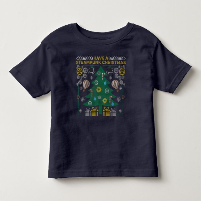 Adorable Steampunk Ugly Christmas Sweater T - Shir Kleinkind T-shirt (Vorderseite)