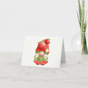 Adorable Strawberry Garden Gnome Karte